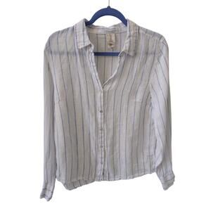 Joie White and Blue Striped Button Down Shirt